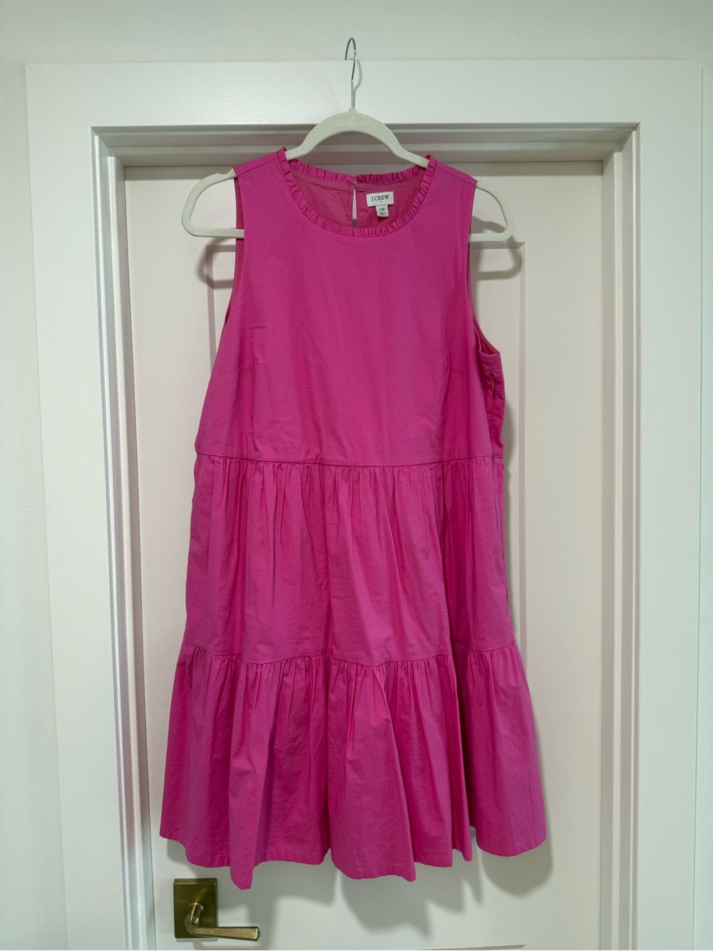 J. Crew Bright Pink Sleeveless Tiered Dress - Women’s 10